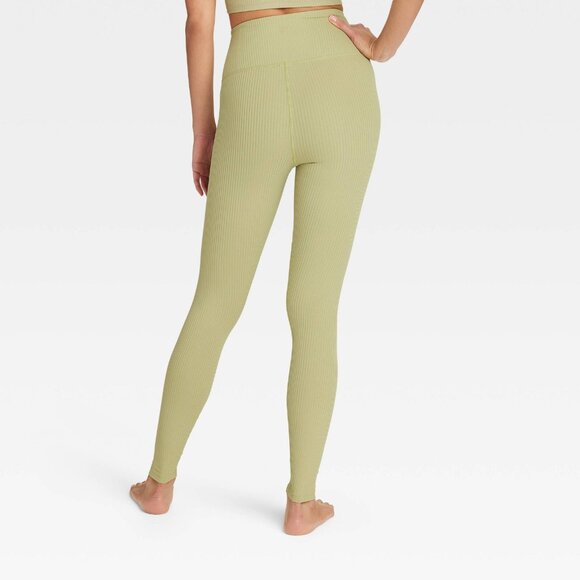 Large - Womens Ultra High-Rise Rib Leggings 27" - All In Motion - Olive Green - Picture 2 of 9